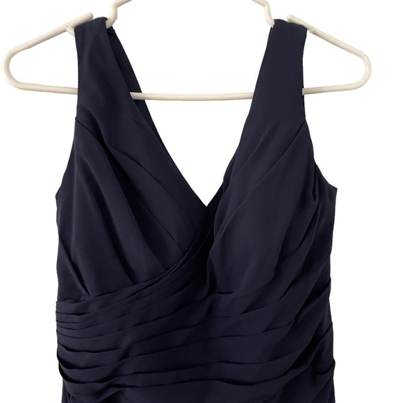 BILL Levkoff Navy Blue Chiffon Bridesmaid Dress size 12 - Picture 4 of 7